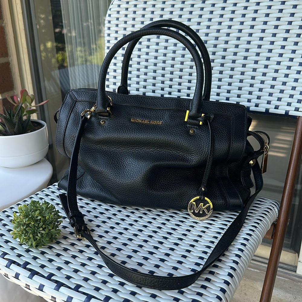 Michael Kors Black Satchel with Gold Hardware
